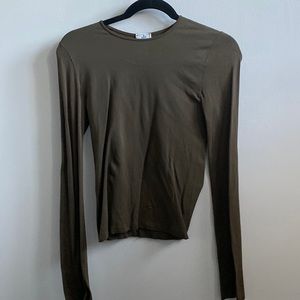 Brown total stretchy king sleeved top